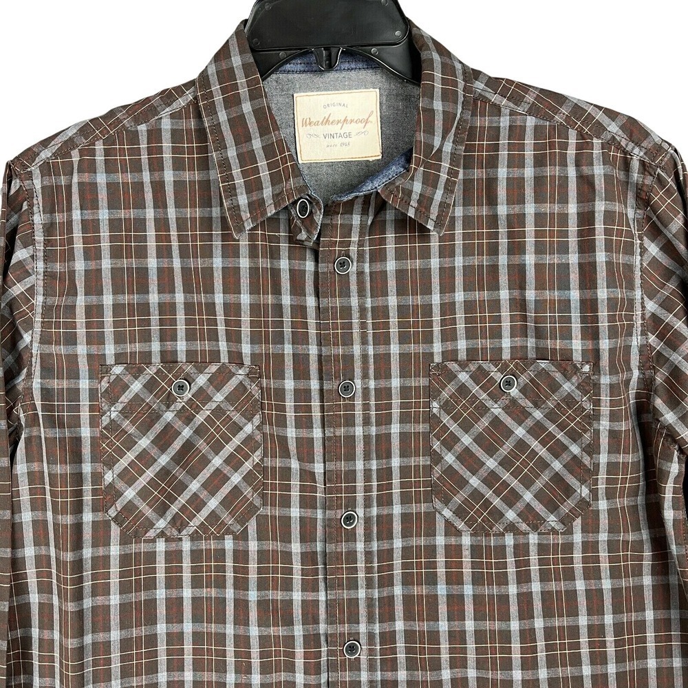 Weatherproof Plaid‎ Button Up Shirt Size XXL Utility Workwear Business Casual